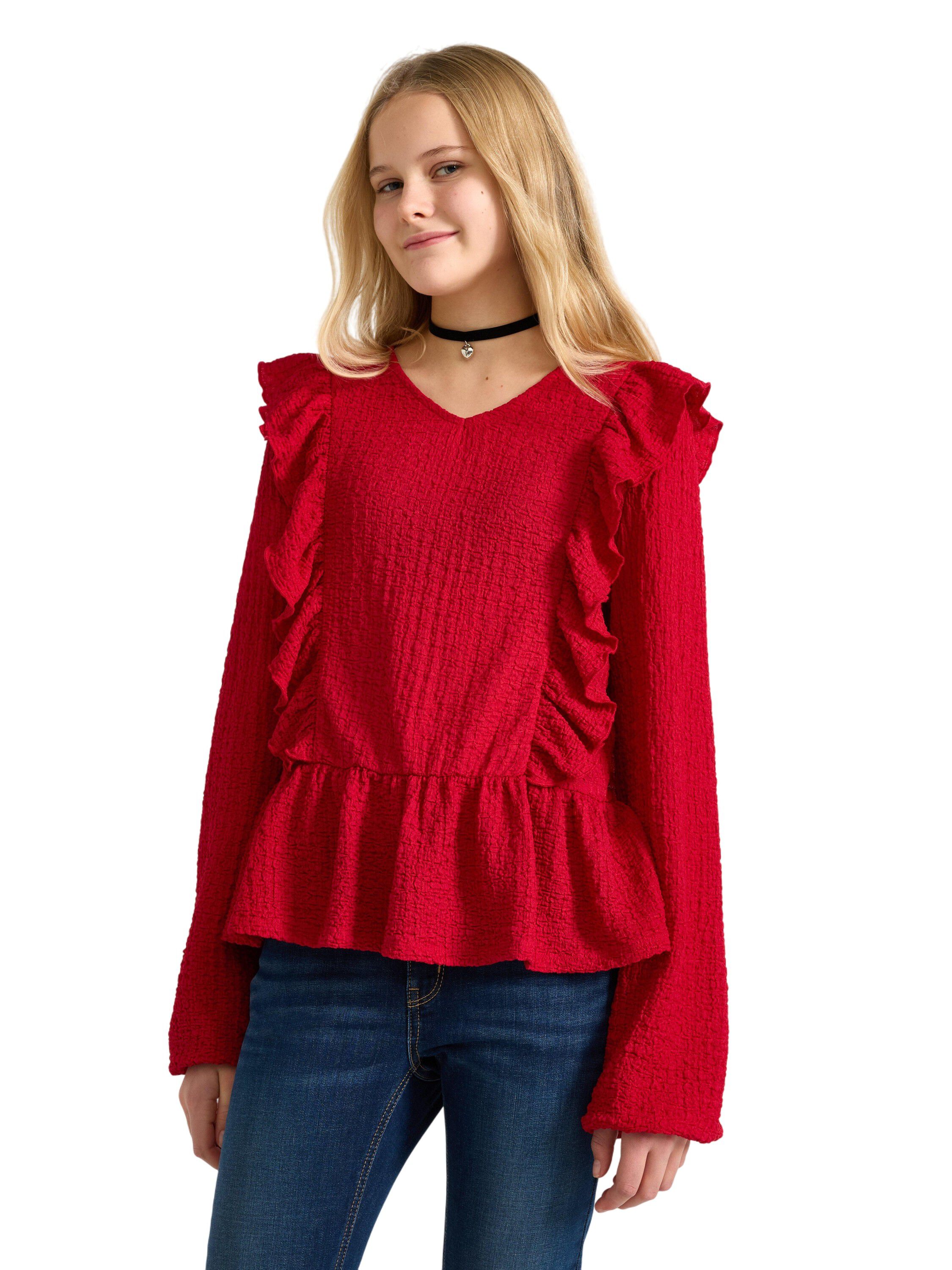 Top i jersey med tekstur, samt lang