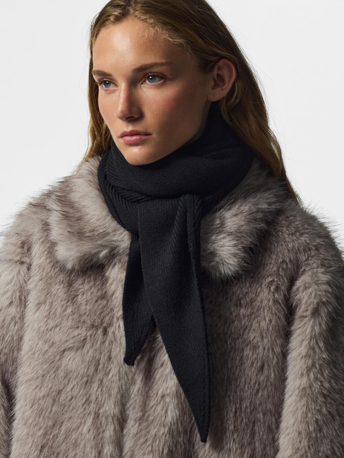 PCKOMMA RIB BIG TRIANGLE SCARF NOOS