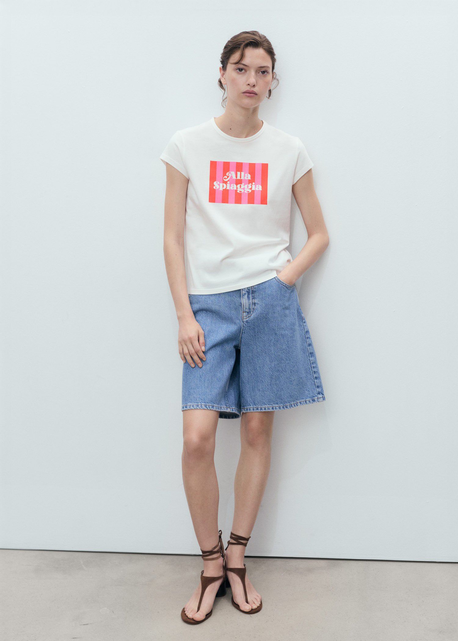 Printed cotton-blend t-shirt