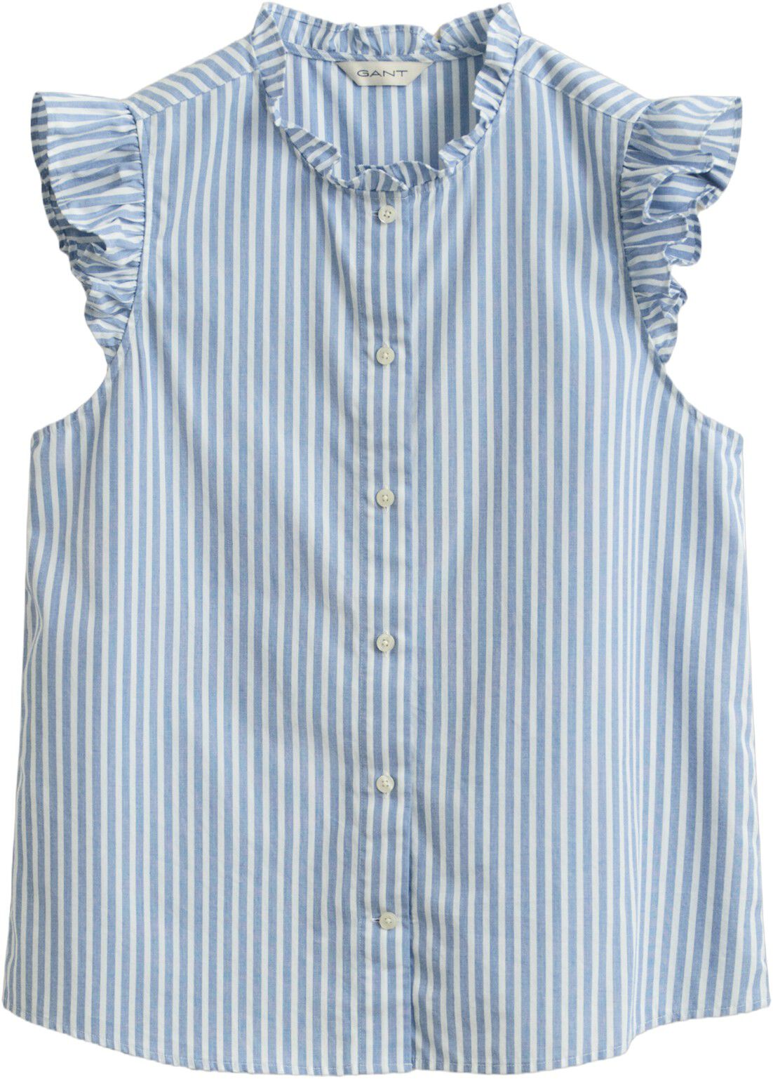 STRIPE CTN RUFFLE BLOUSE