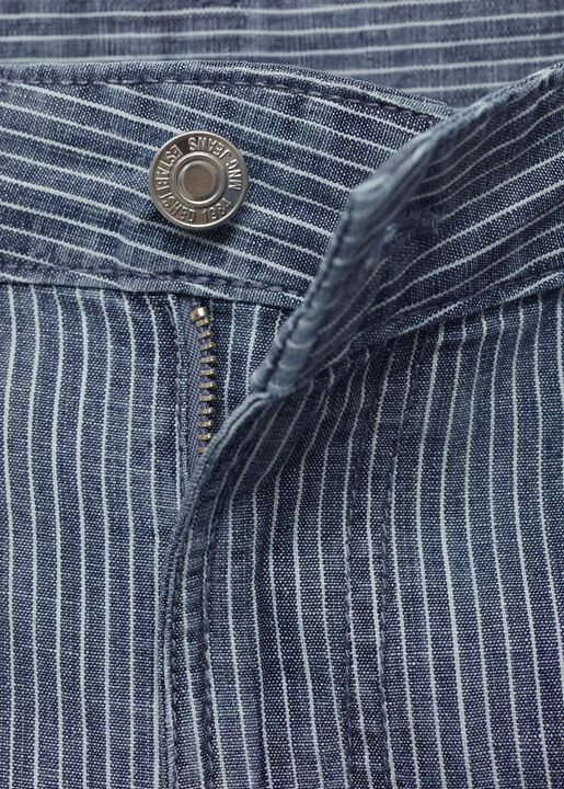 Mid-rise striped denim shorts