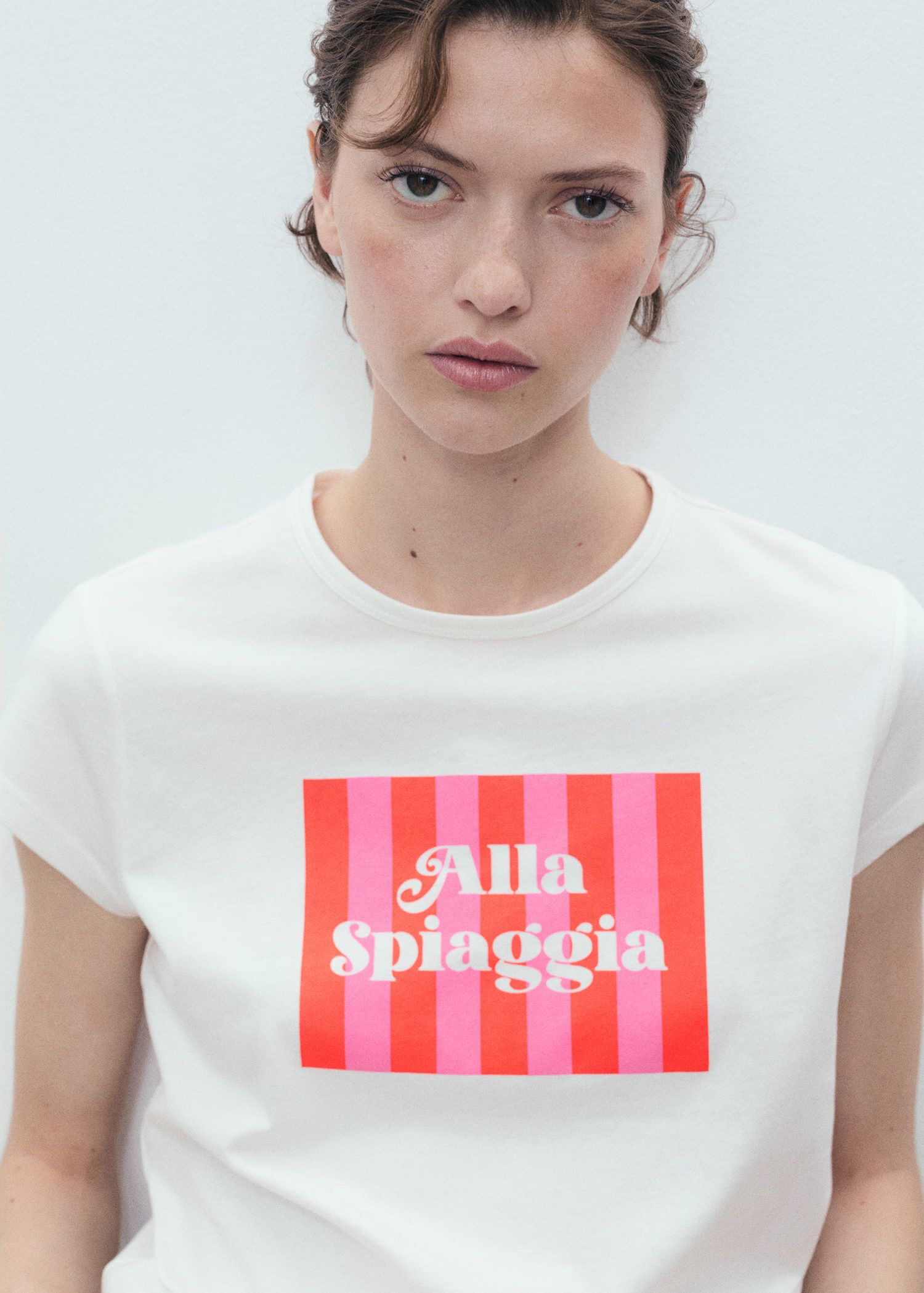 Printed cotton-blend t-shirt