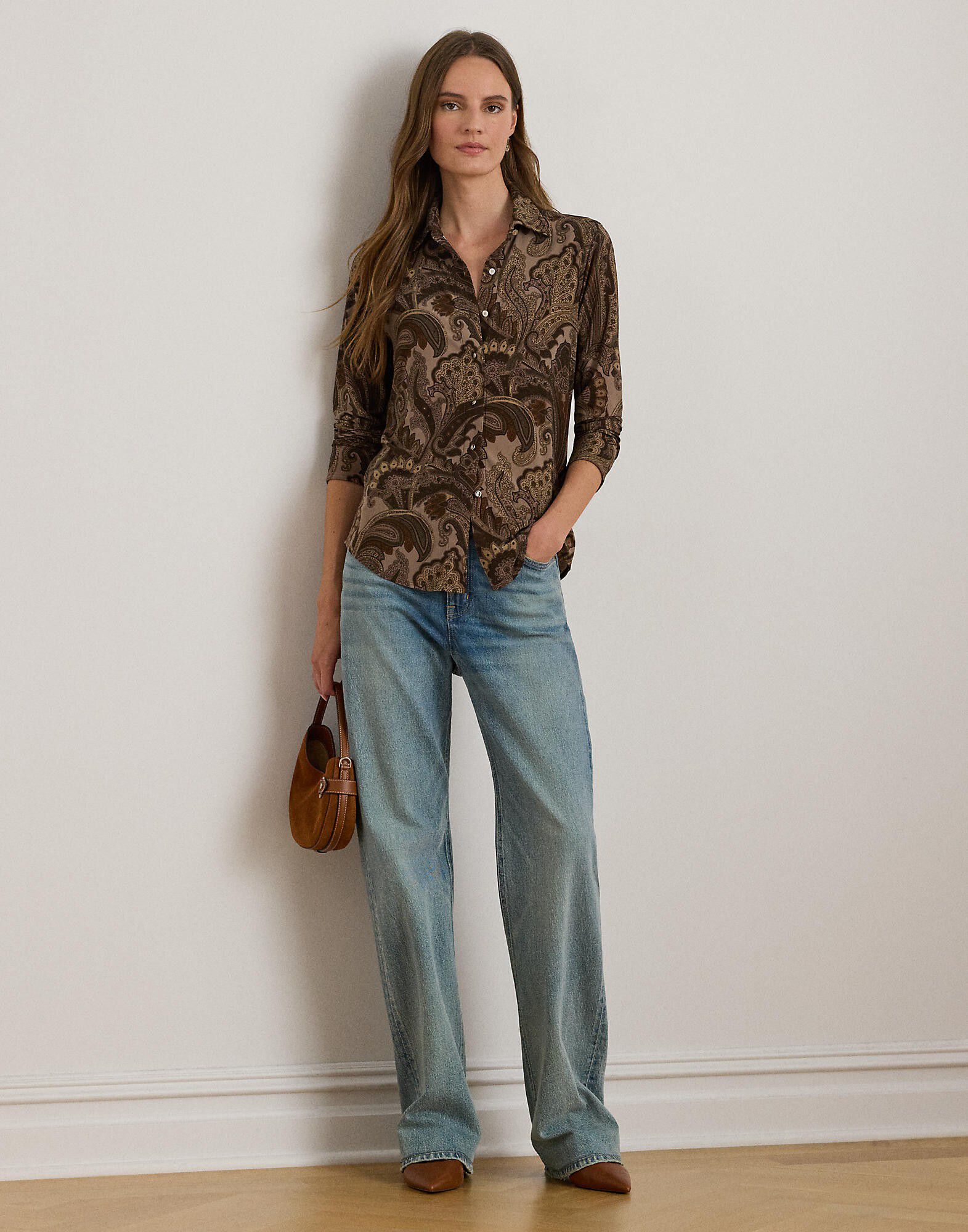 Slim Fit Paisley Jersey Shirt