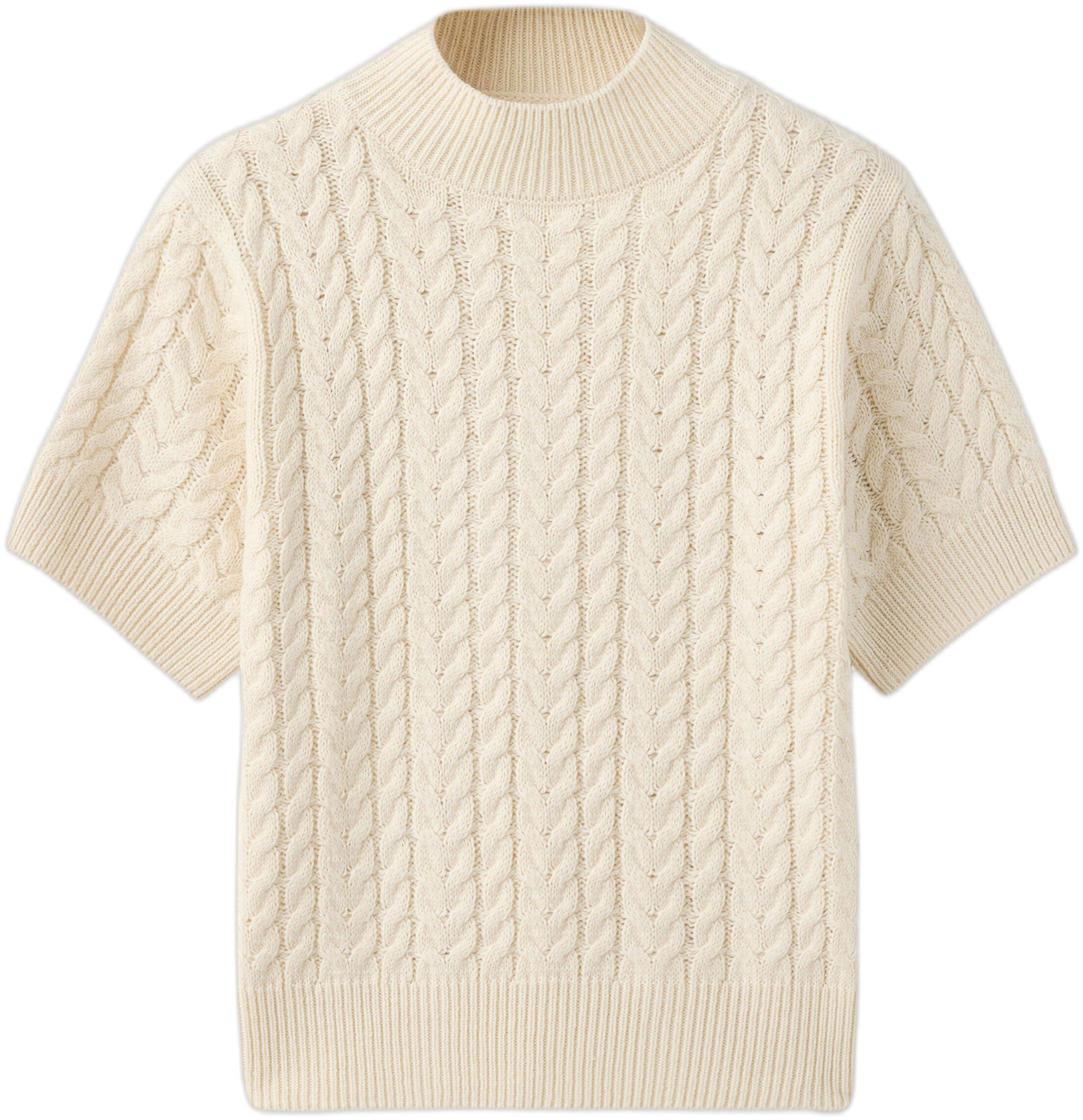 Short-sleeved braided sweater