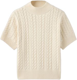 Short-sleeved braided sweater