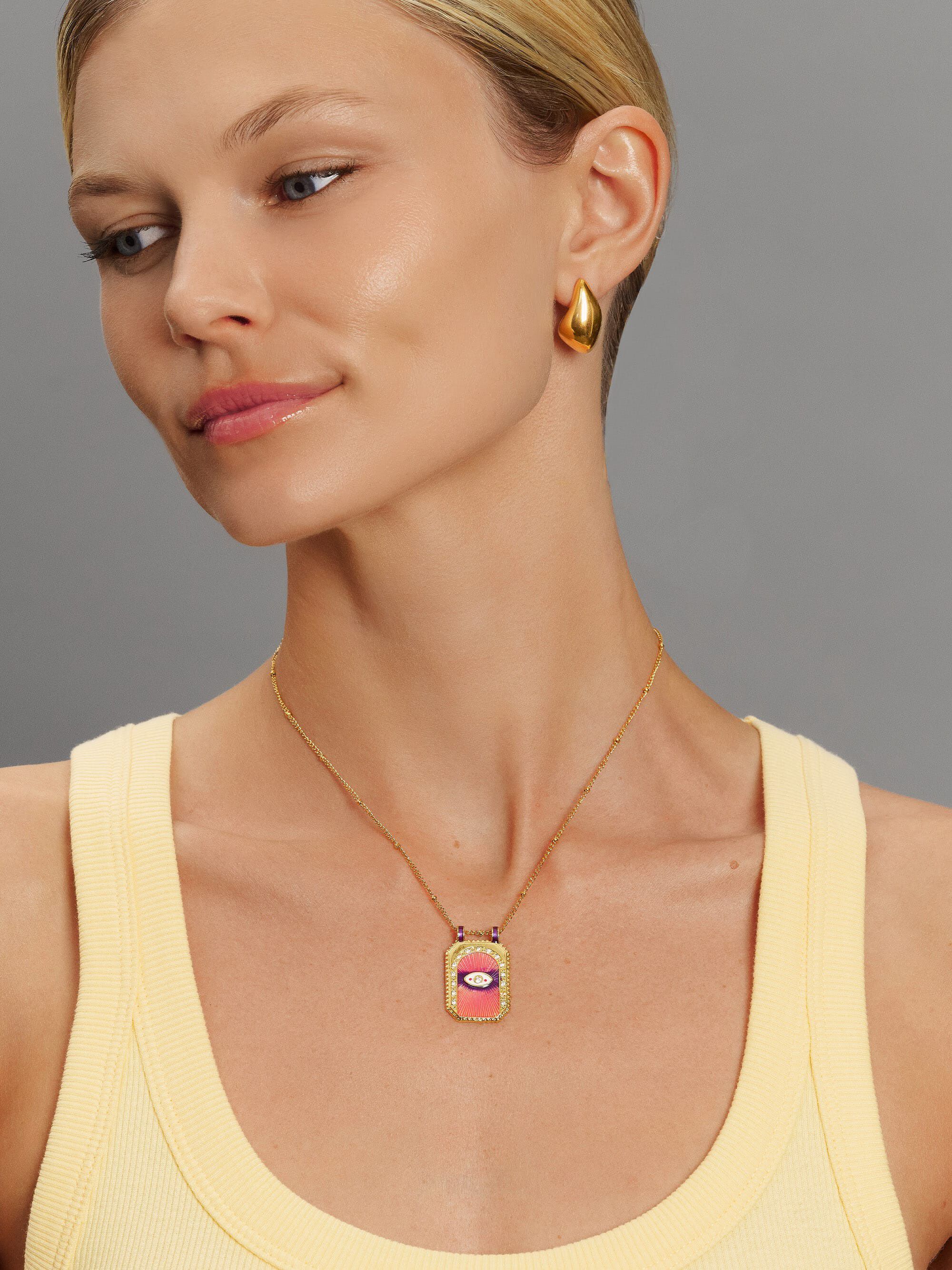 Women's Pink Evil Eye Pendant Necklace