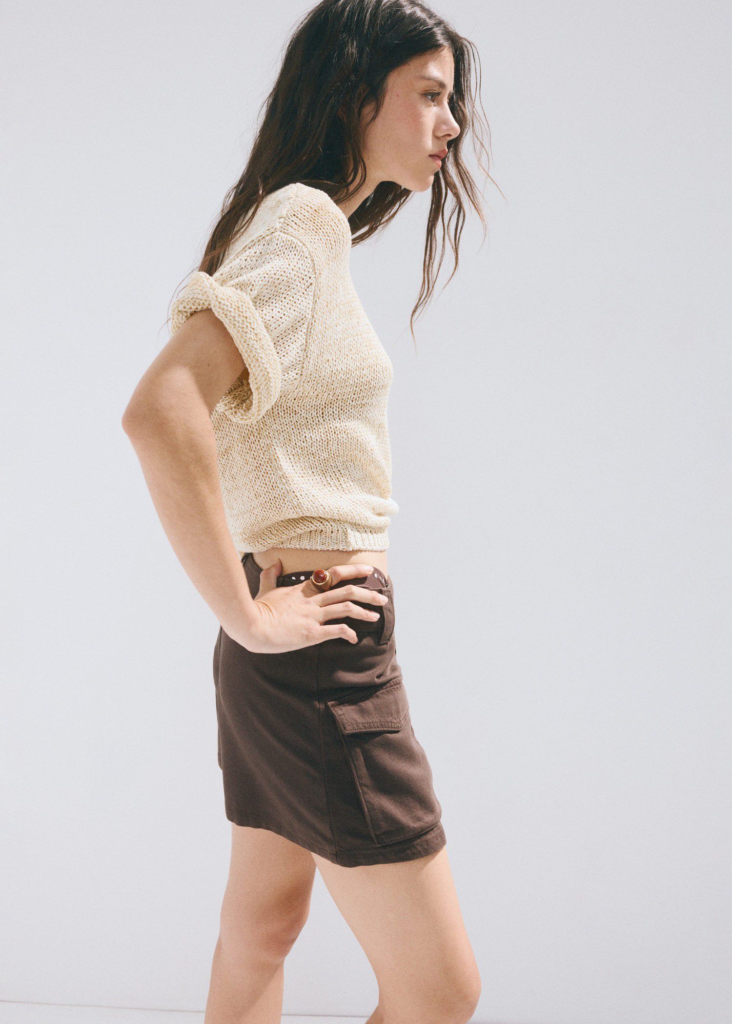 Cargo denim culottes
