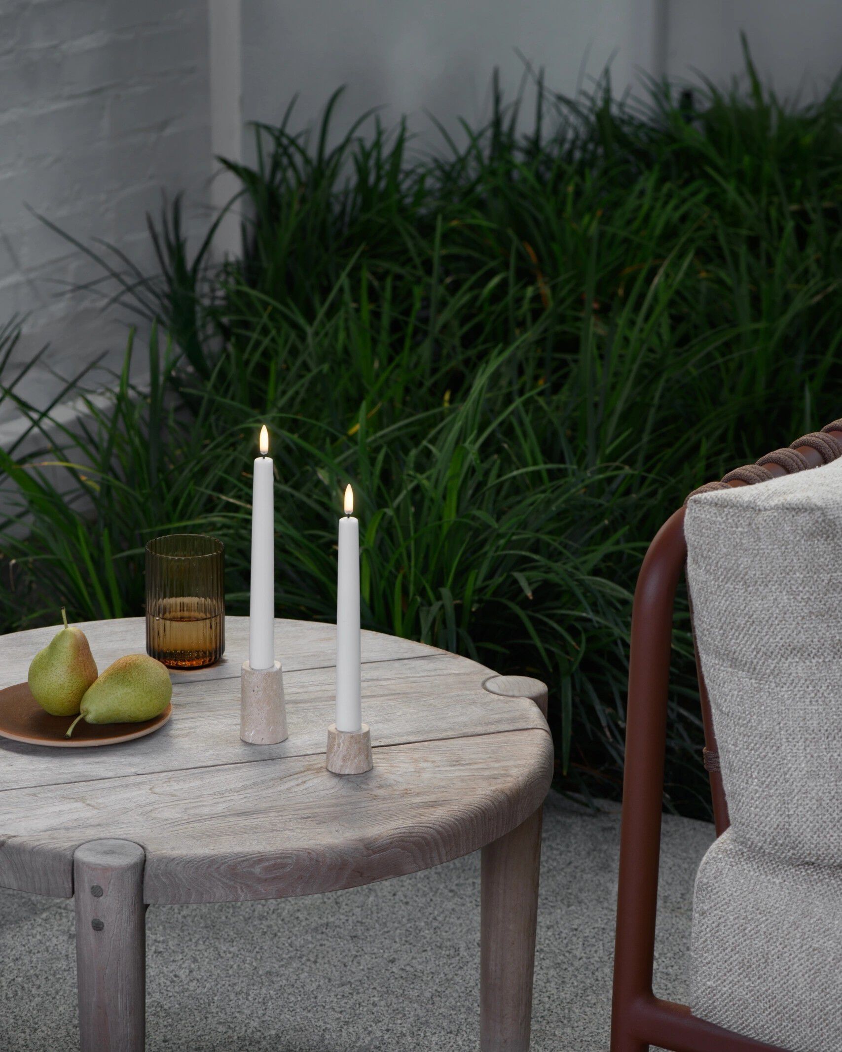 Outdoor LED taper candle, White, 2-pack, 2,3 x 25 cm