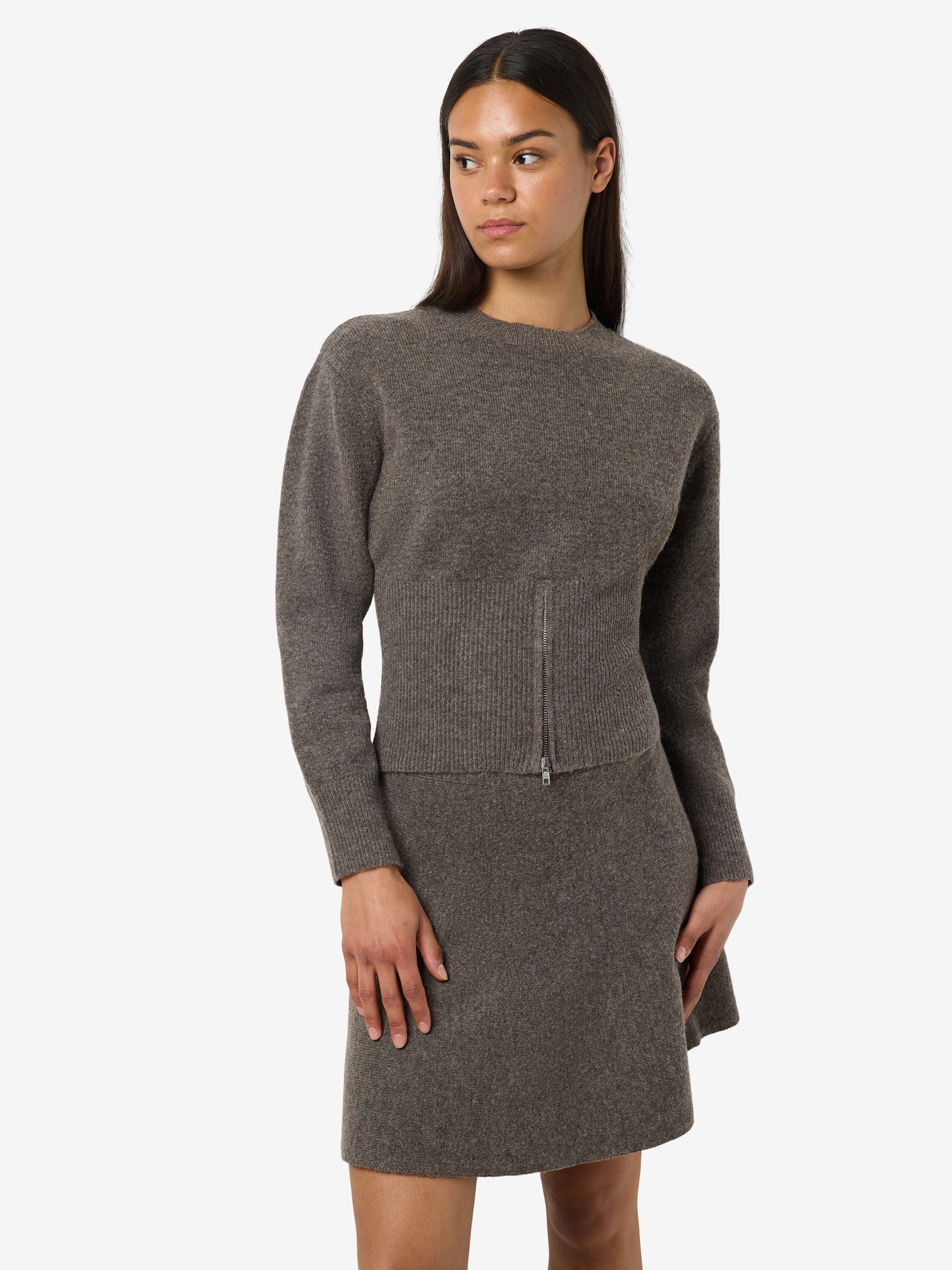 Nmsloan L/S O-Neck Zip Knit Fwd