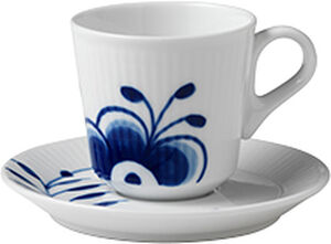 Blue Fluted Mega 9 cl espressokopp med fat