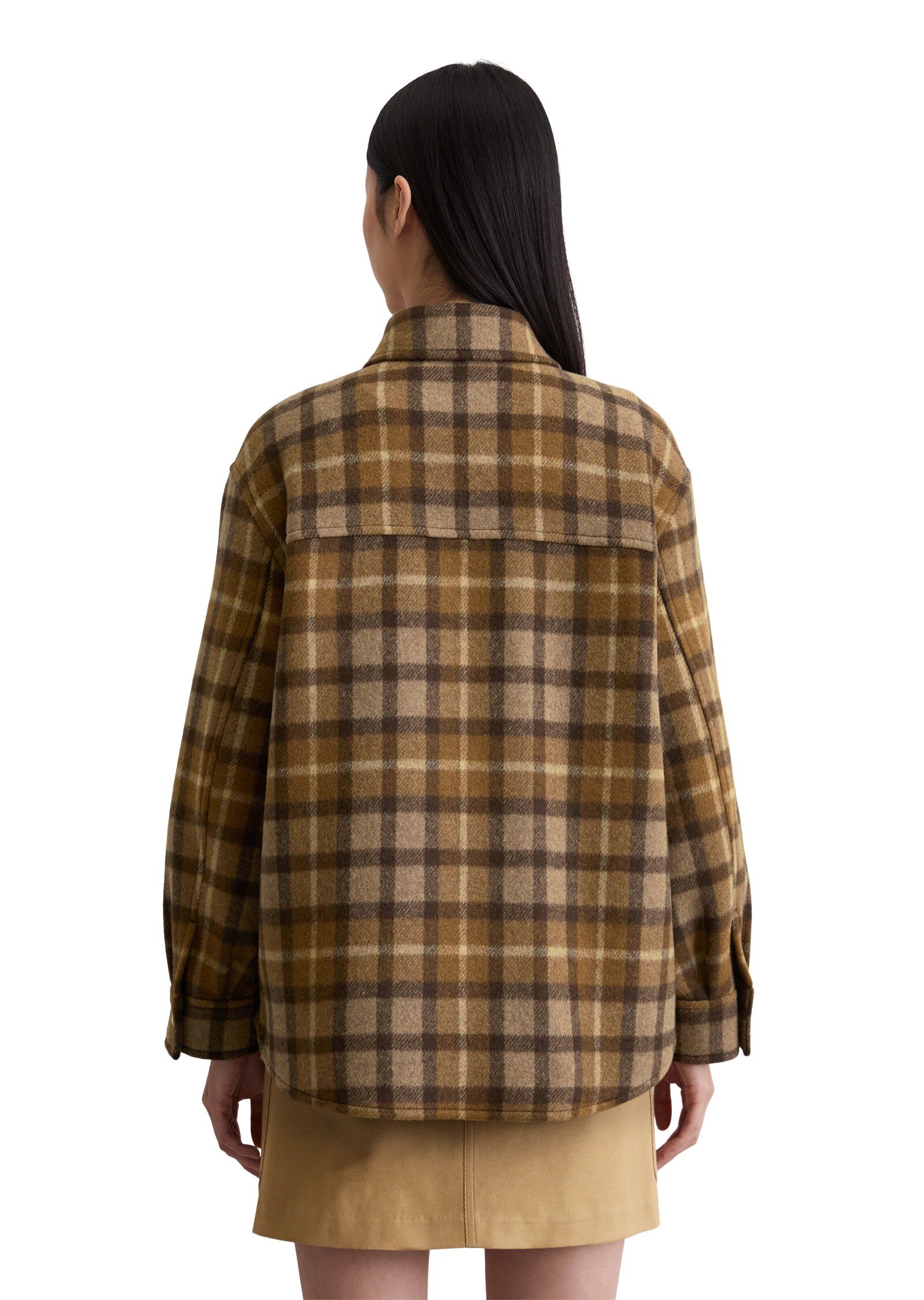 Checked shirt jacket, patched pocke