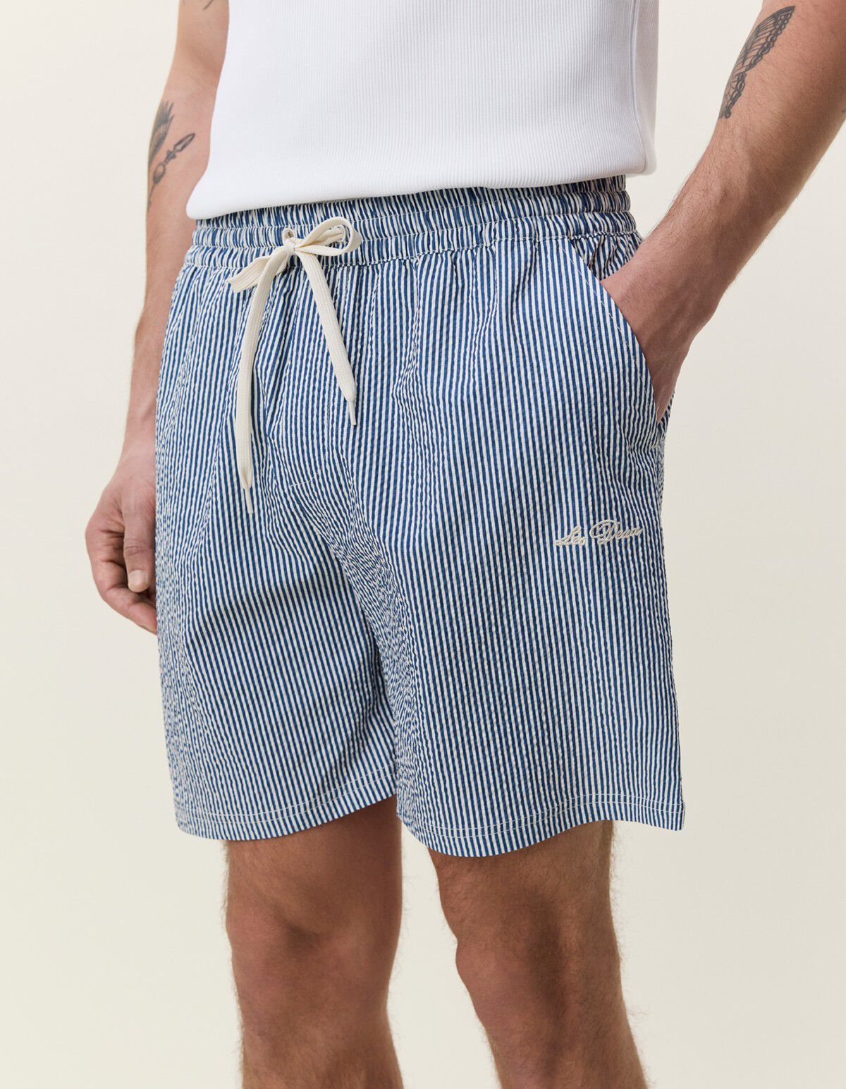 Stripe Seersucker Swim Shorts