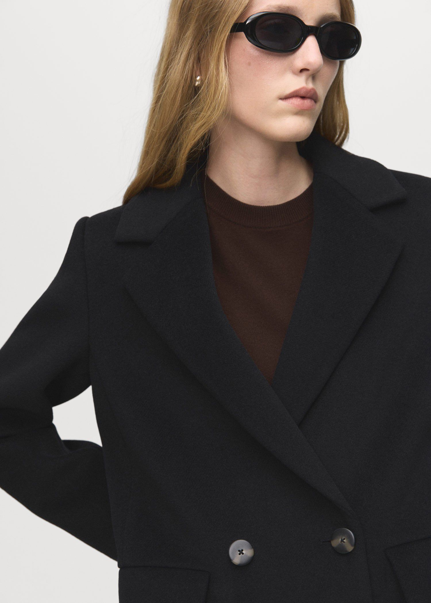 Double-breasted wool blend coat