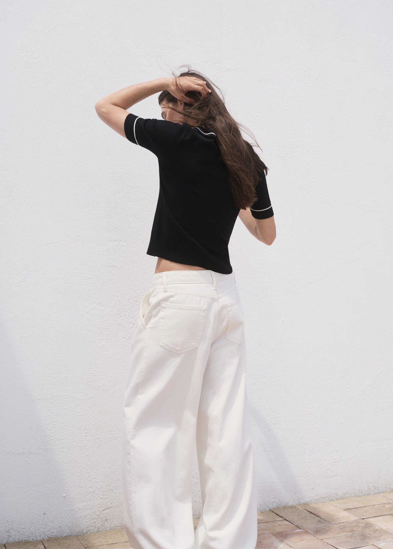 Contrast polo neck sweater