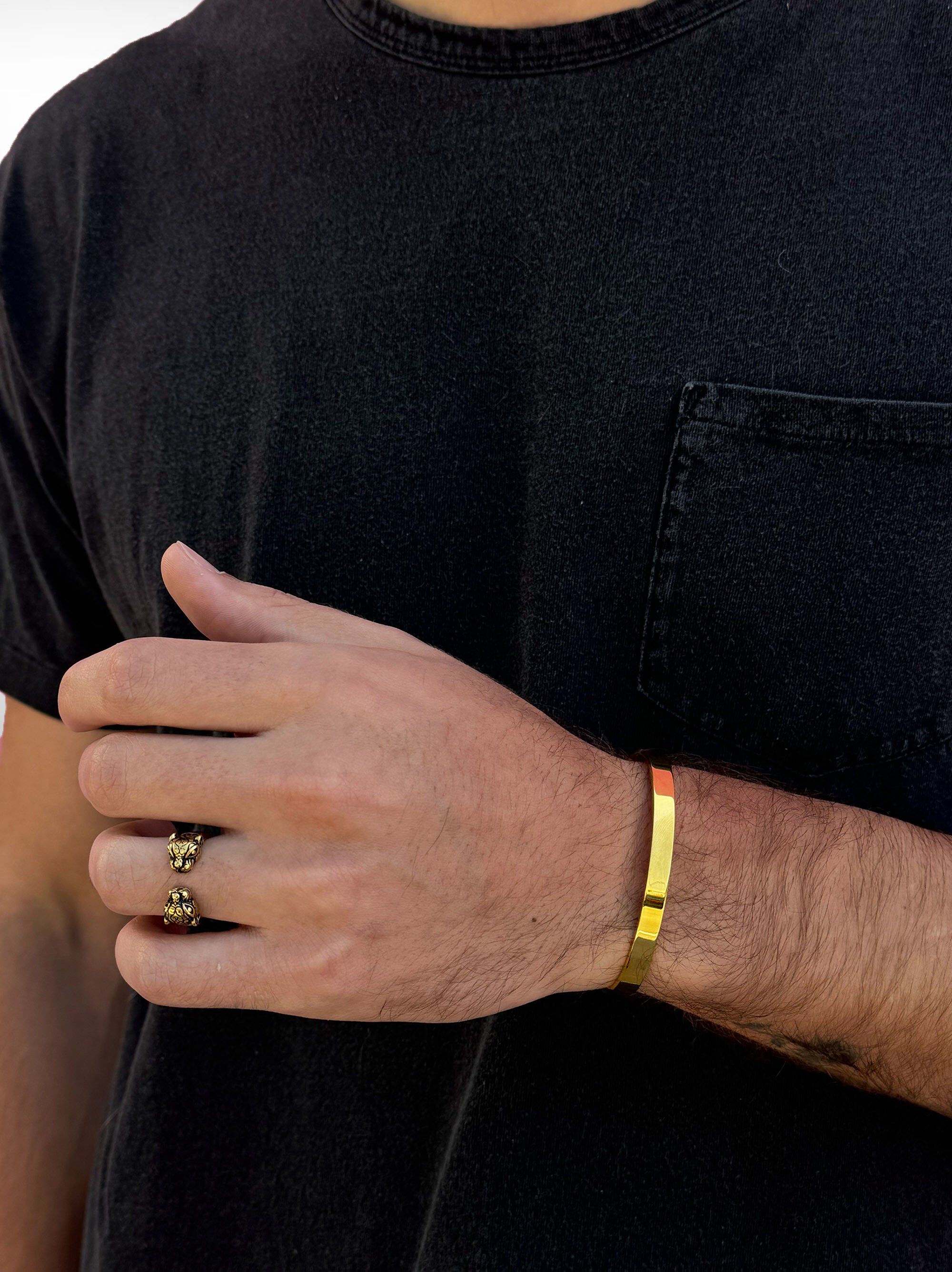 Men's Gold Open Cuff Bangle