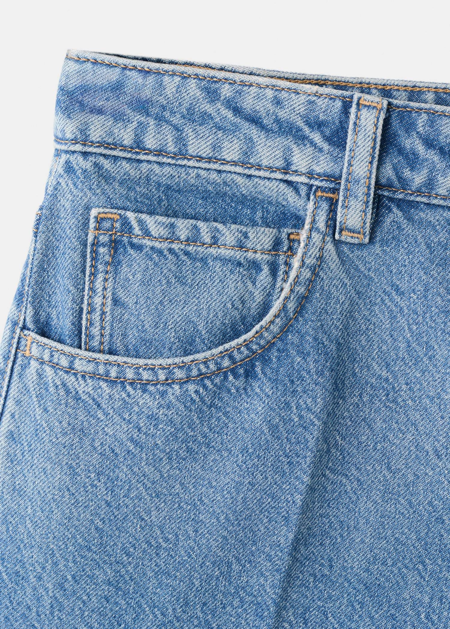 High-waist straight-fit denim short