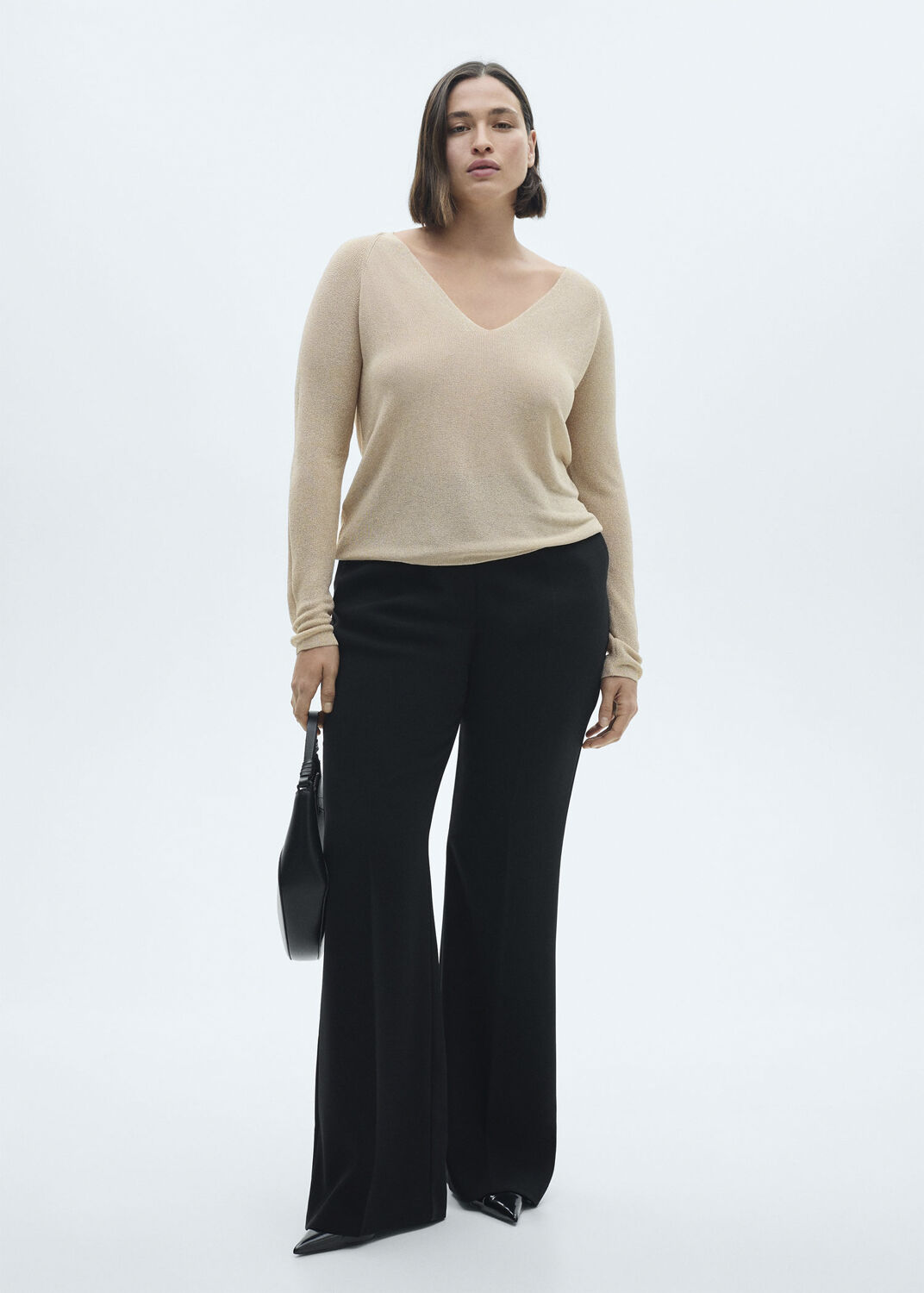 V-neck lurex sweater