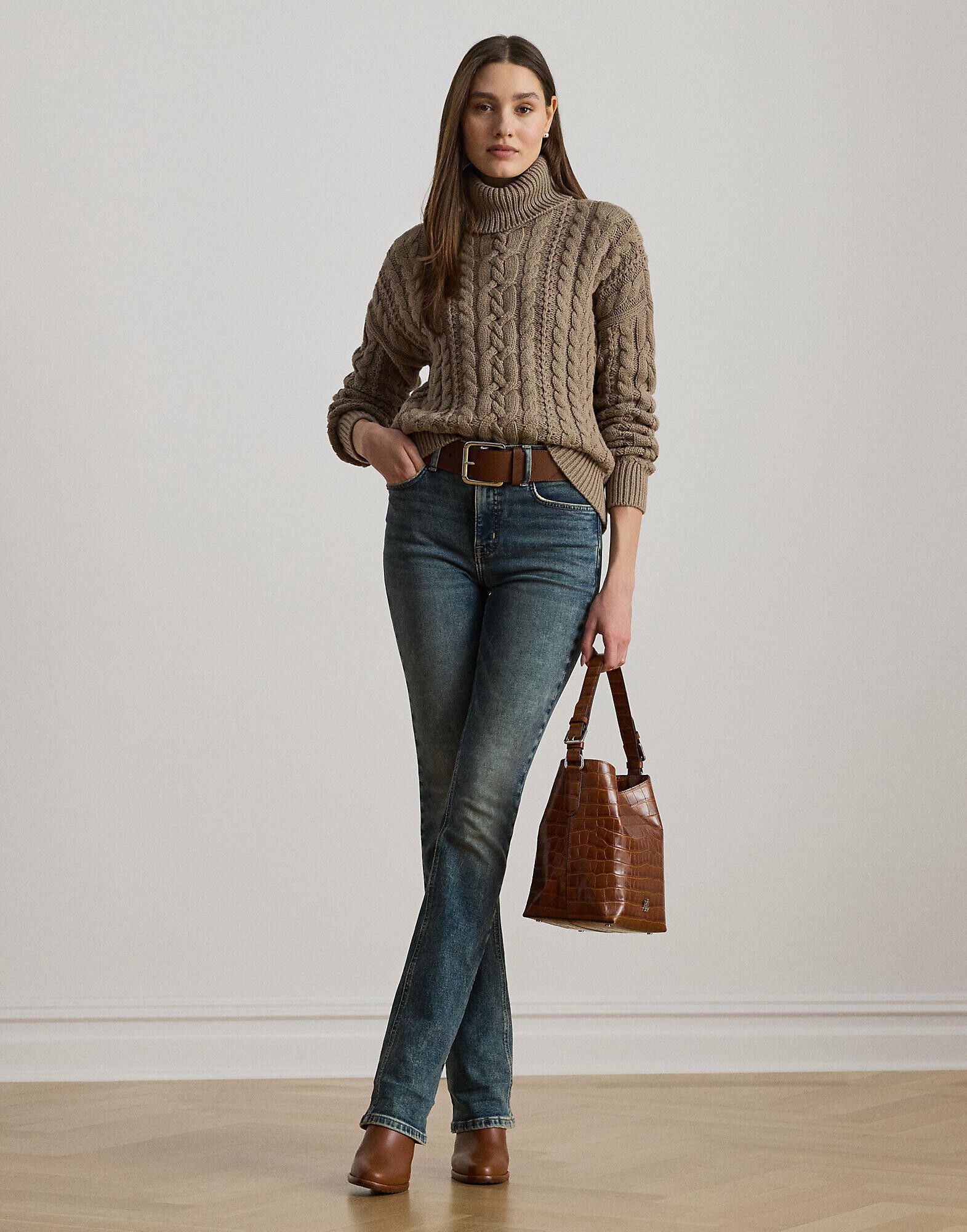 Cable-Knit Turtleneck Sweater