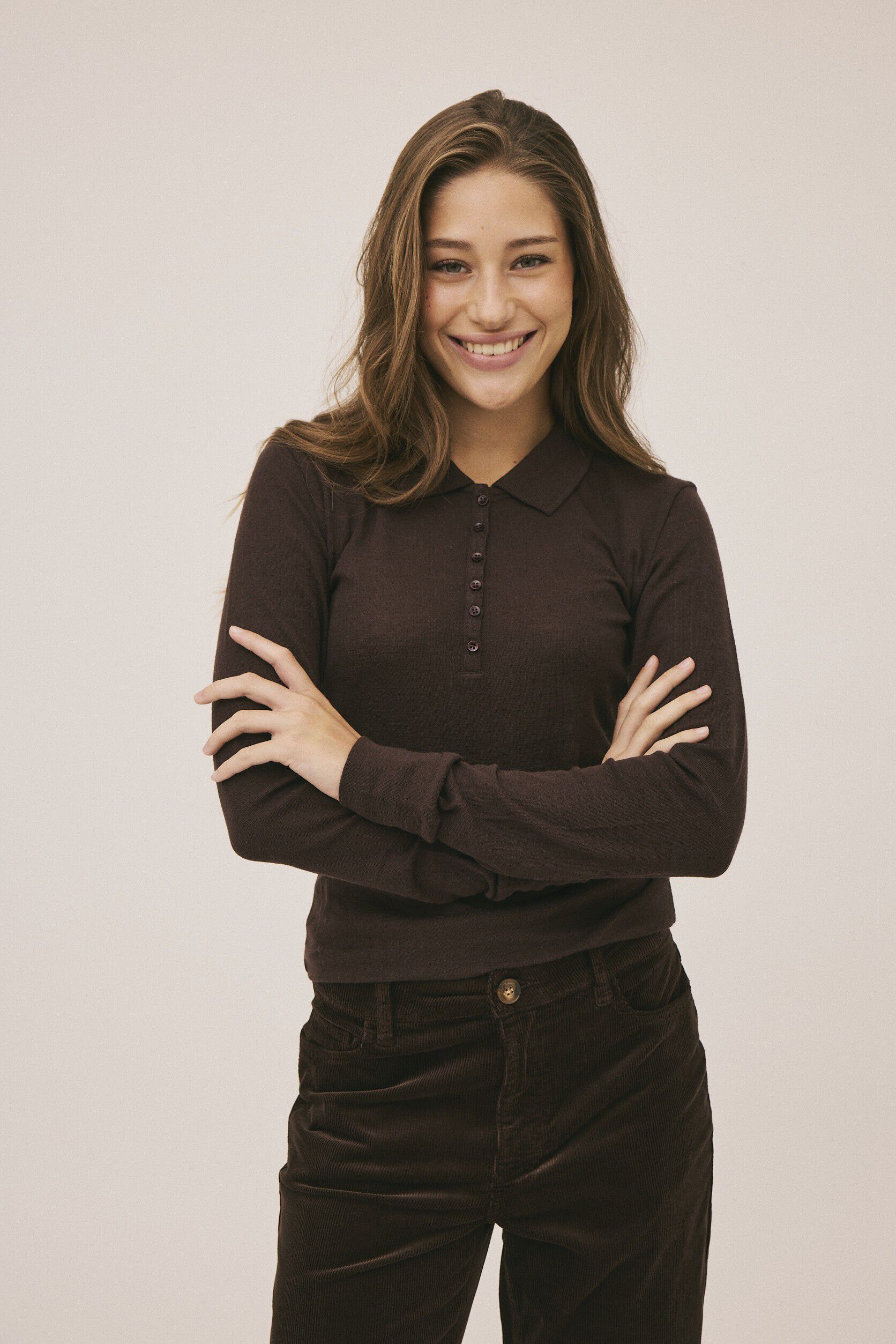 Cilla 12 Lang&aelig;rmede polo strik - 100% Merino uld RWS