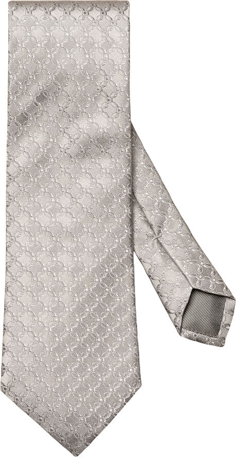 Light Grey Geometric Woven Silk Tie
