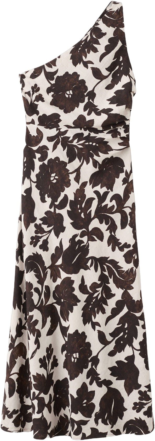 Asymmetrical floral-print dress