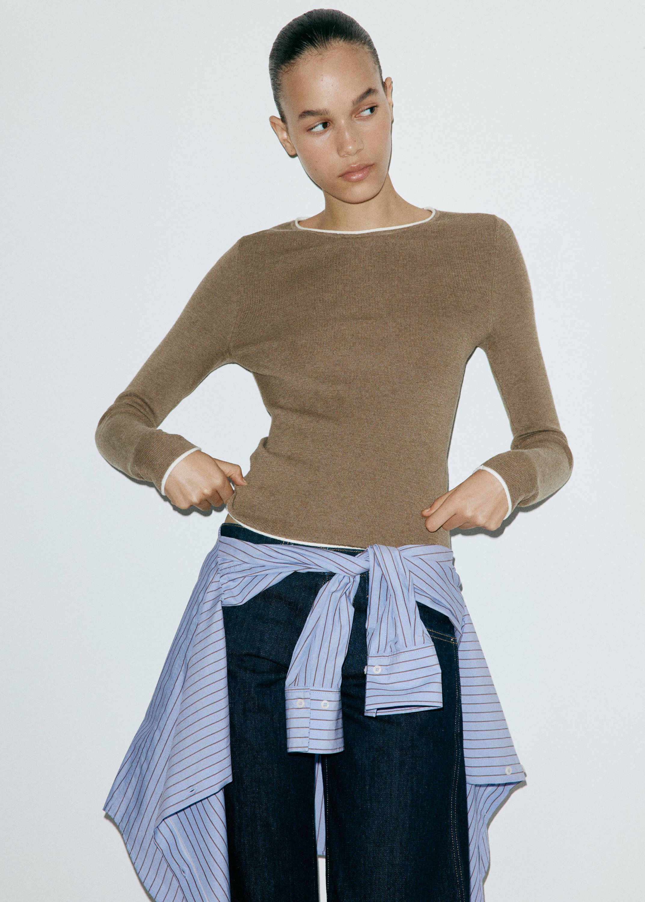 Ribbed knit jumper with contrast ed