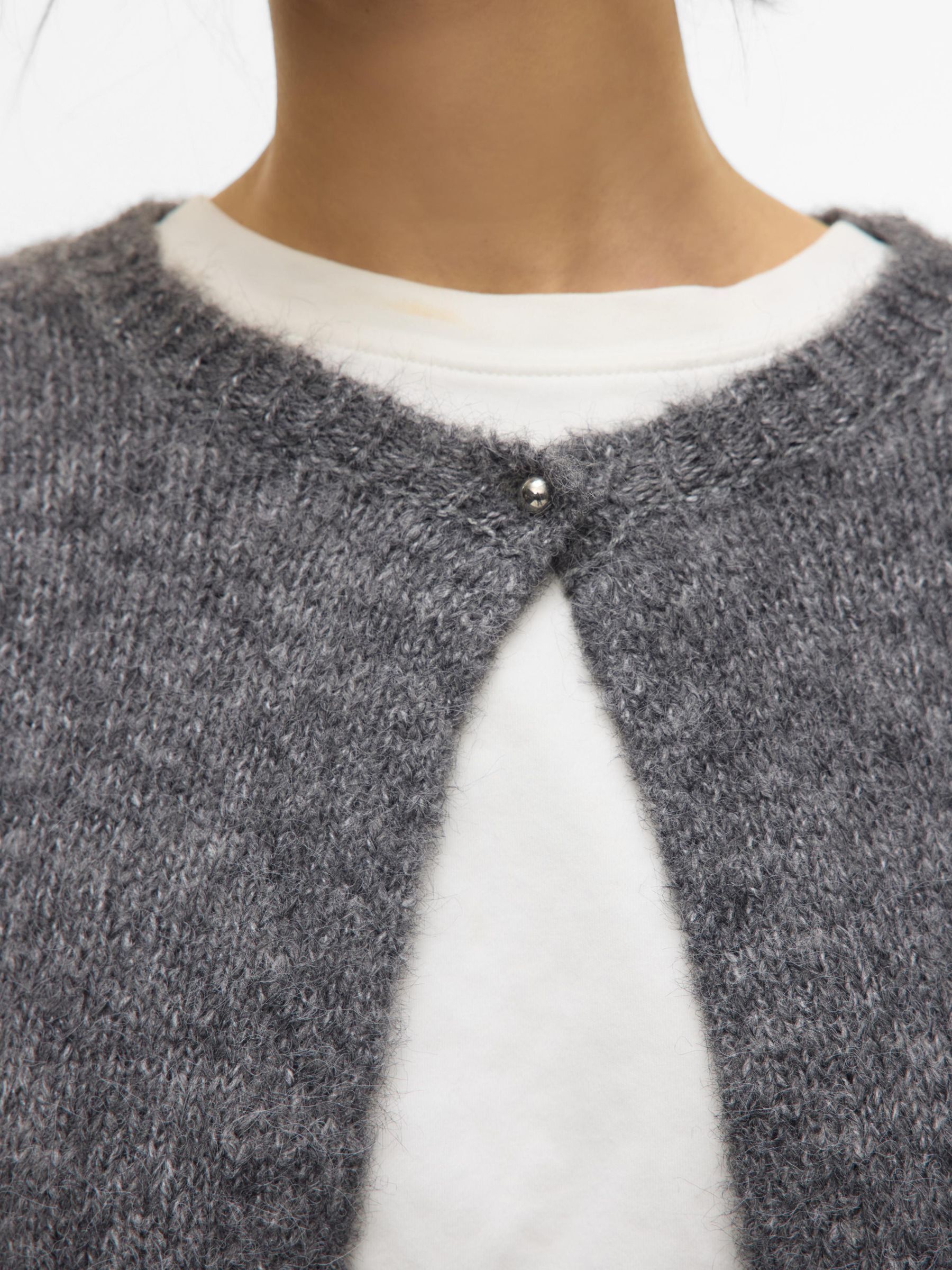 AWSILJA O-NECK SS SHORT KNIT CARDIG