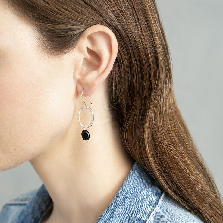 Graceful Black Onyx SP Earrings