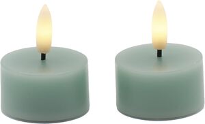 Sille Fyrfadslys 2 stk. s&aelig;t, &Oslash;4,5XH2,2cm, Sandy Green