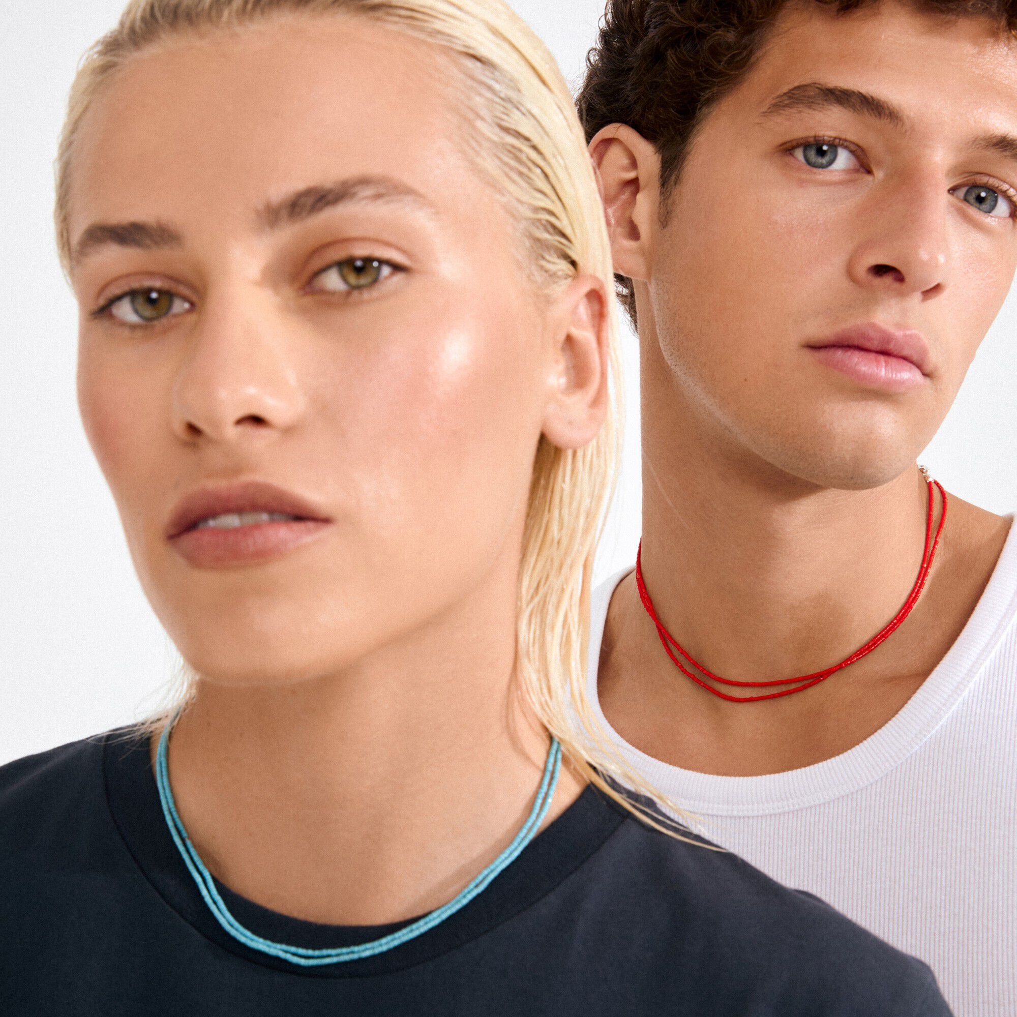 HAZE necklaces 2-in-1 set, blue/gold-plated