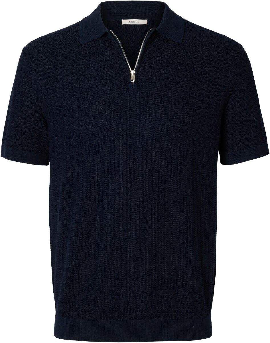 Slhcran Ss Knit Structure Zip Polo Noos