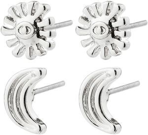 MISHA earrings, 2-in-1 set, silver-plated
