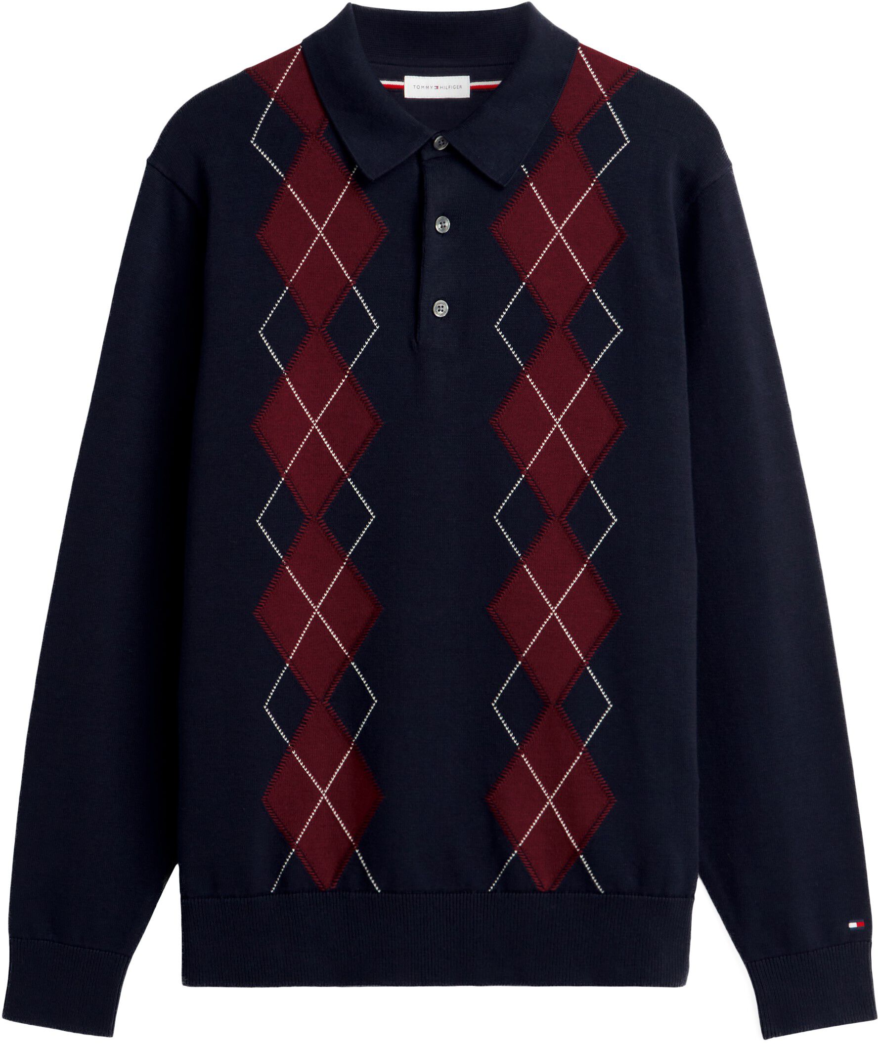 Flag Embroidery Argyle Polo Jumper