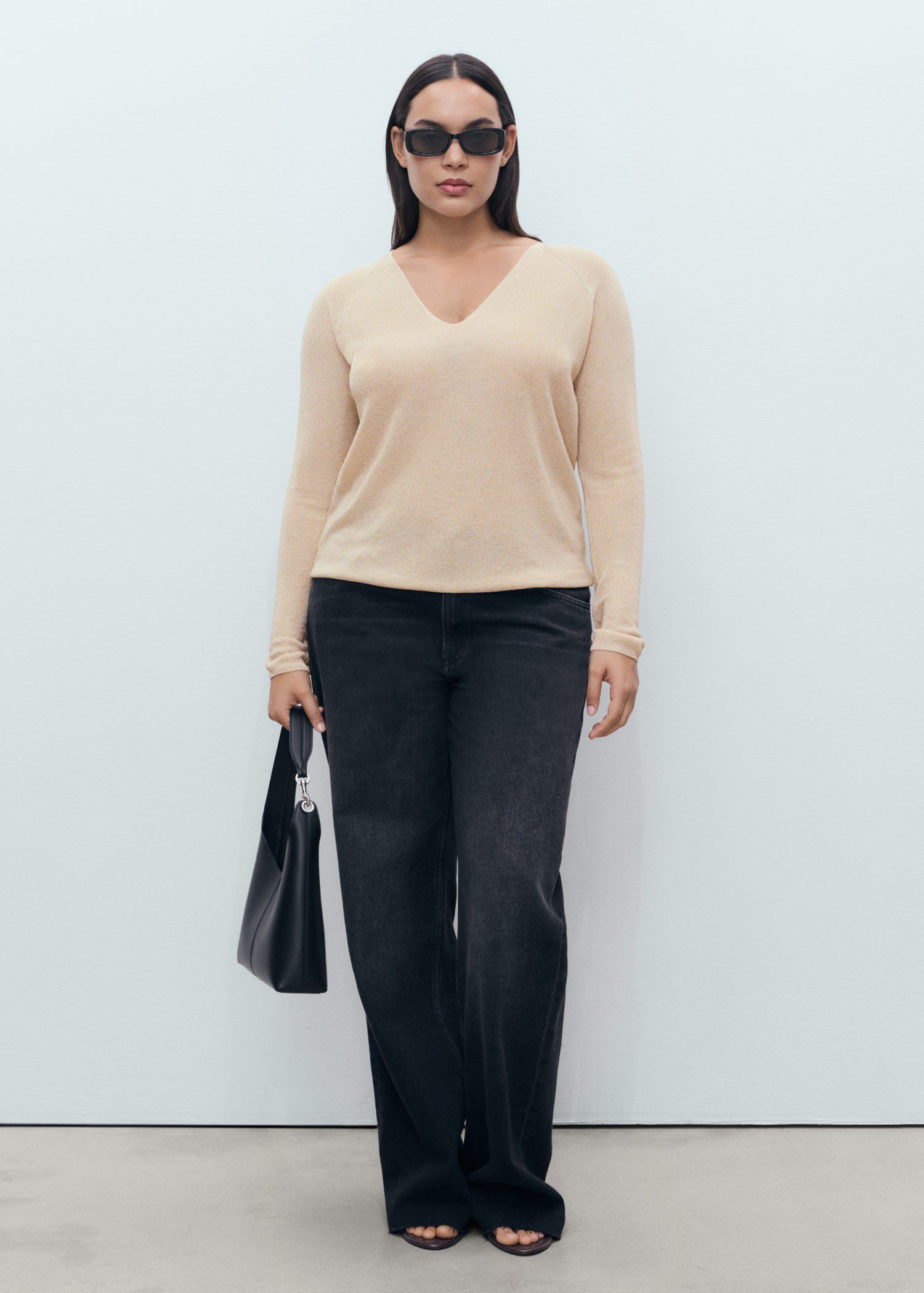 V-neck lurex sweater