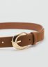 Leather belt with oval buckle