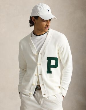 Relaxed Fit Cotton Letter Cardigan