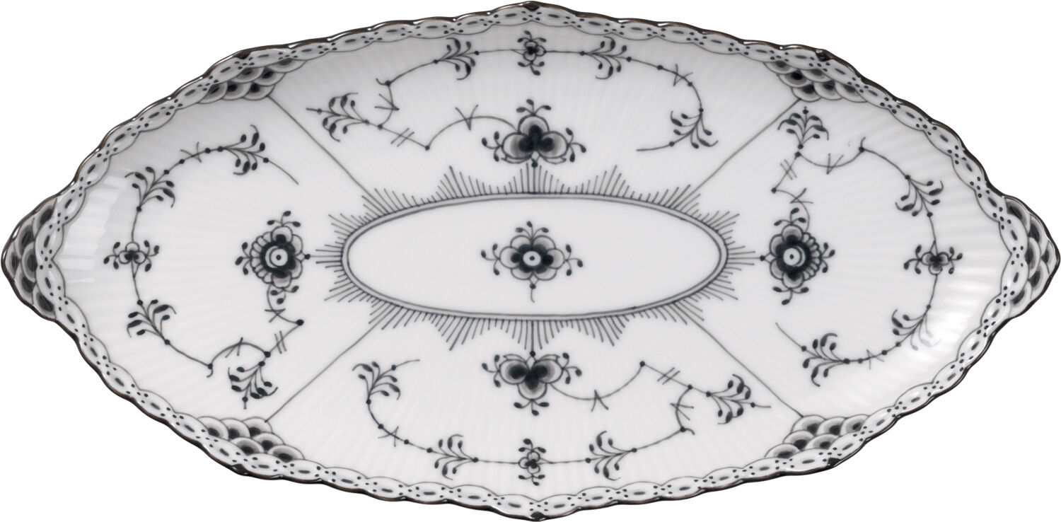 Sort Musselmalet Halvblonde Asiet oval 24,5 cm