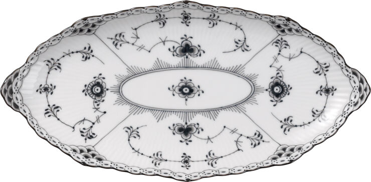 Sort Musselmalet Halvblonde Asiet oval 24,5 cm