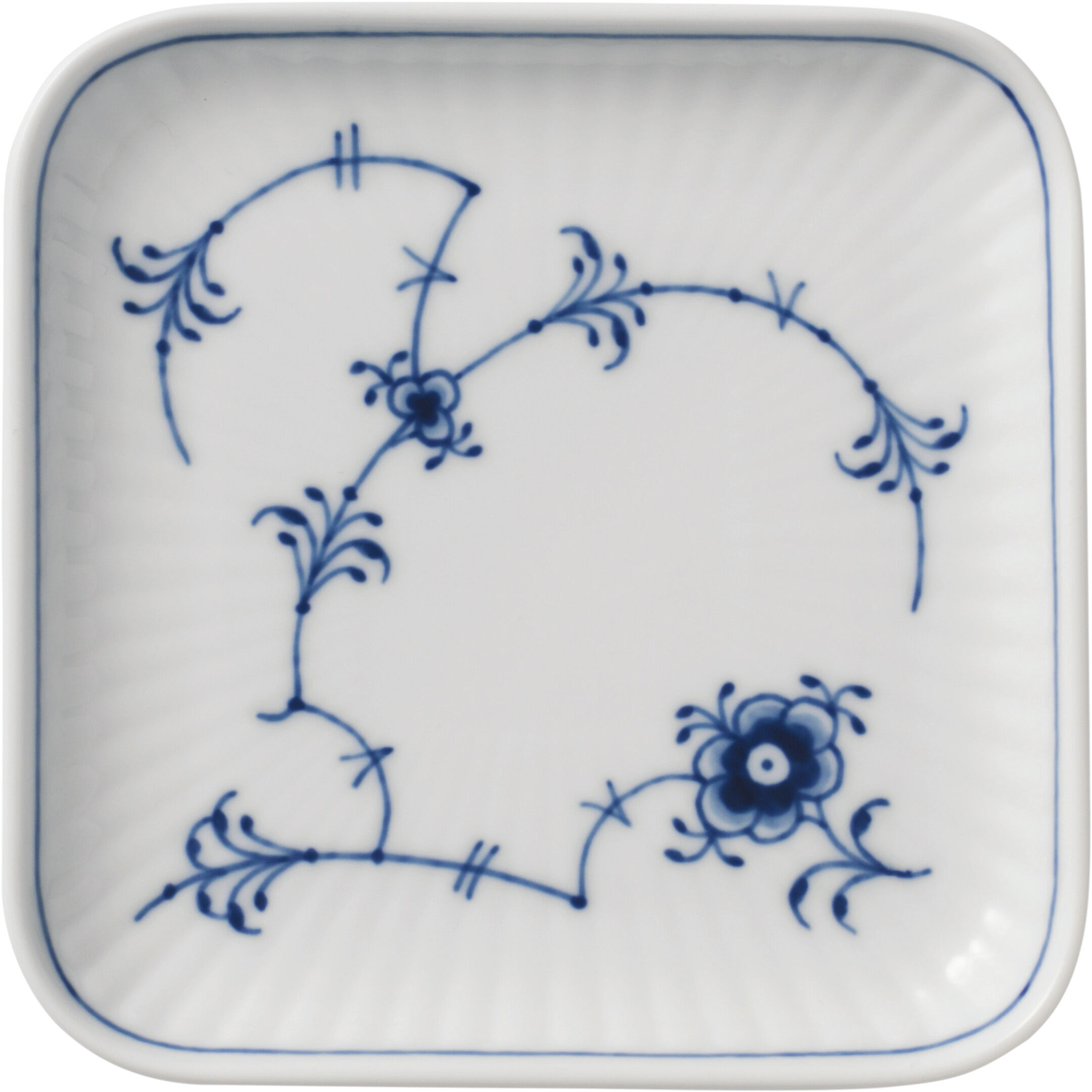 Blue Fluted Plain 9x90cm tallrik kvadratiskt