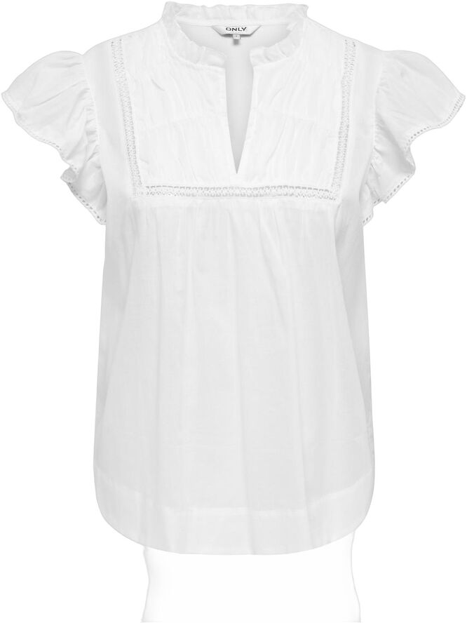 ONLTEA-IDRIS S/L FRILL TAPE TOP WVN