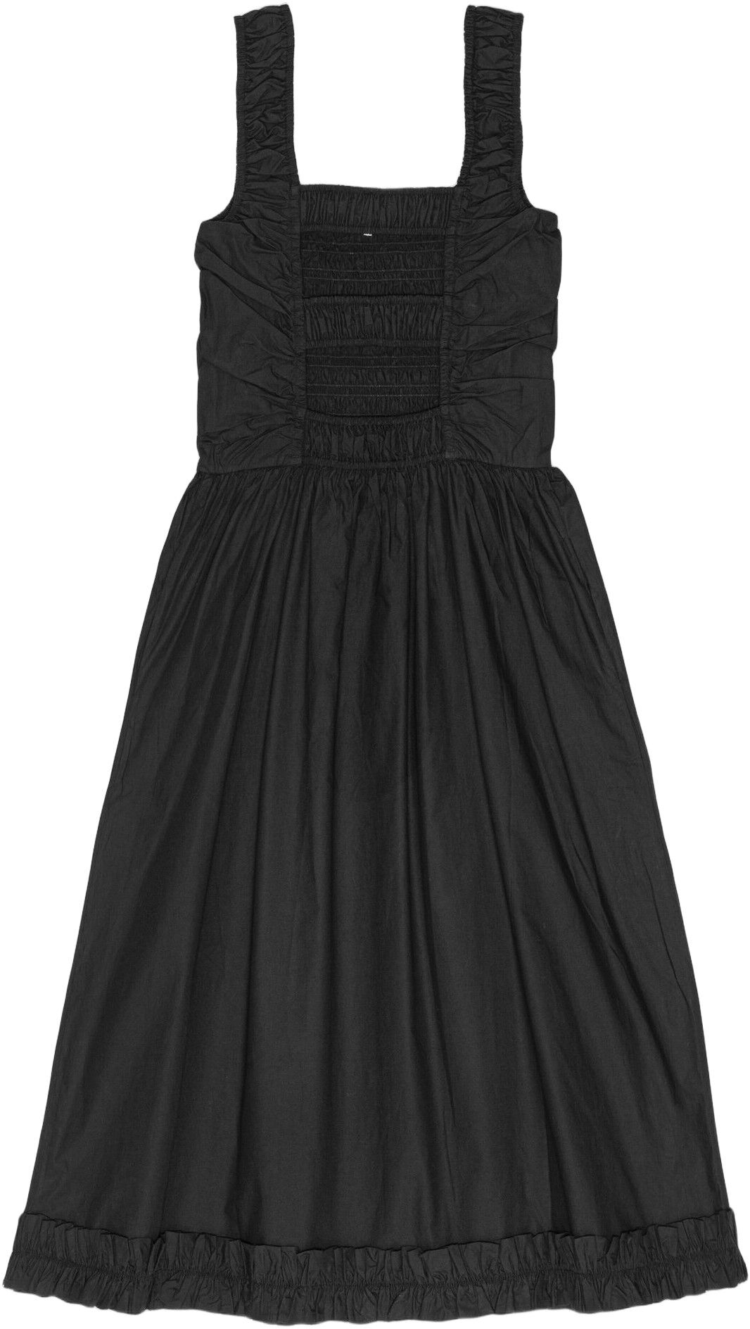 Cotton Poplin Midi Strap Smock Dres