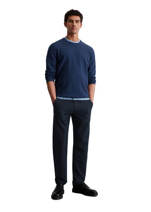 Crewneck, cotton slub, piqué struct