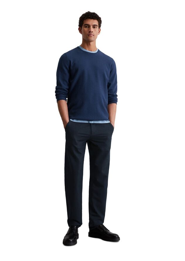 Crewneck, cotton slub, piqué struct