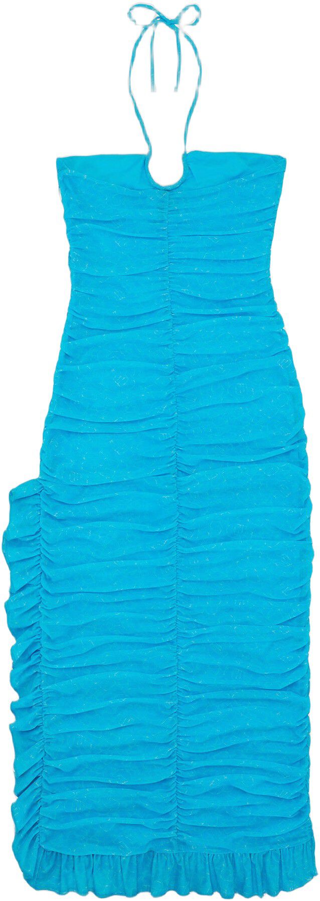 Printed Mesh Halterneck Gather Dres