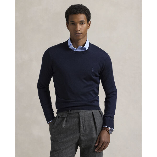 Slim Fit Washable Wool Crewneck Sweater