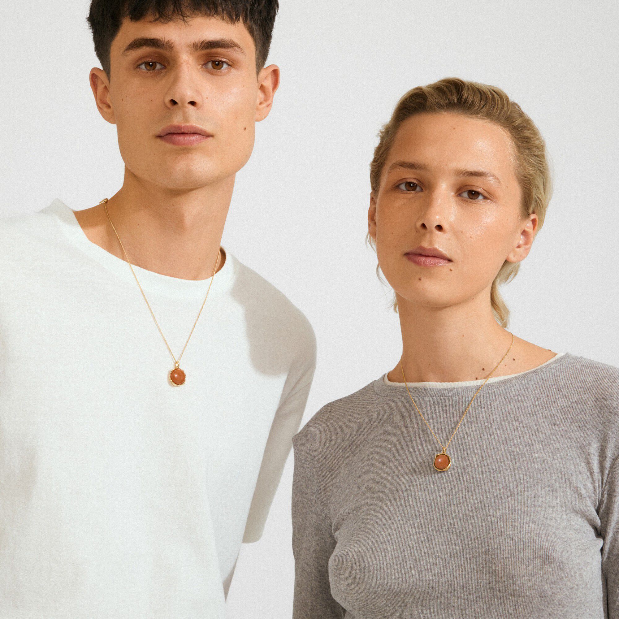 SENSE halsk&aelig;de guldbelagt/agat