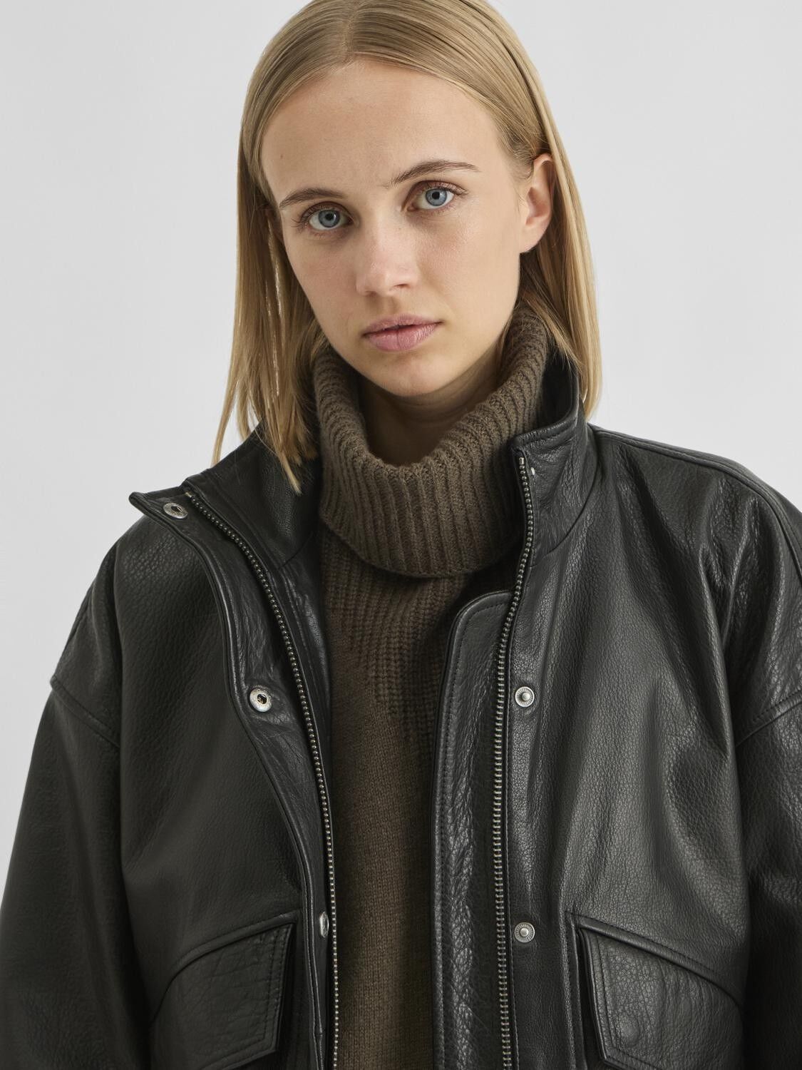 Rousimone L/S Oversized Leather Jacket/1