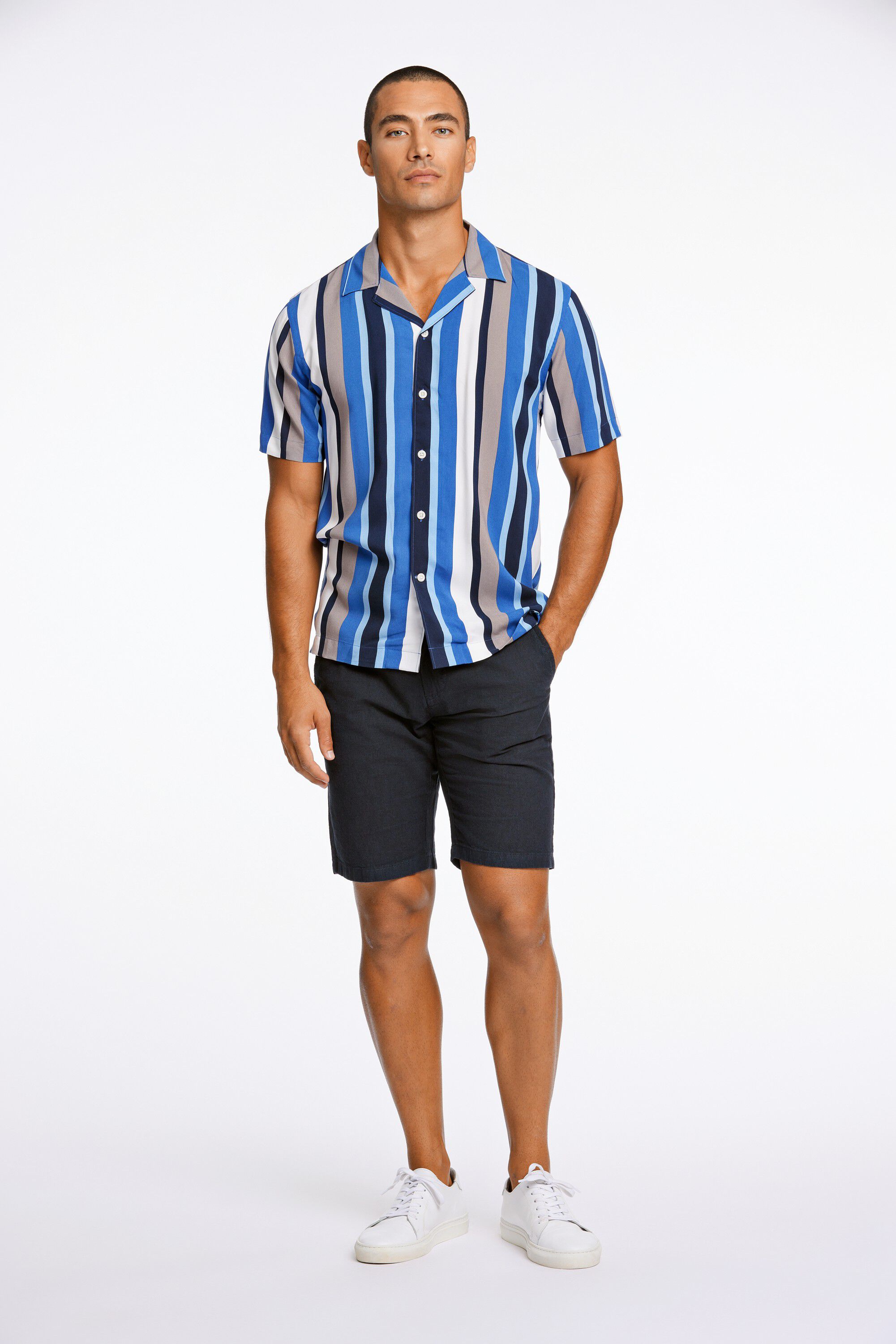 Bold stripe viscose shirt S/S