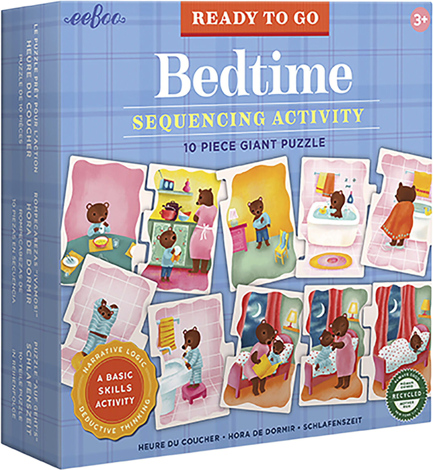 eeBoo - Jumbo puslespil 10 brk - Sengetid