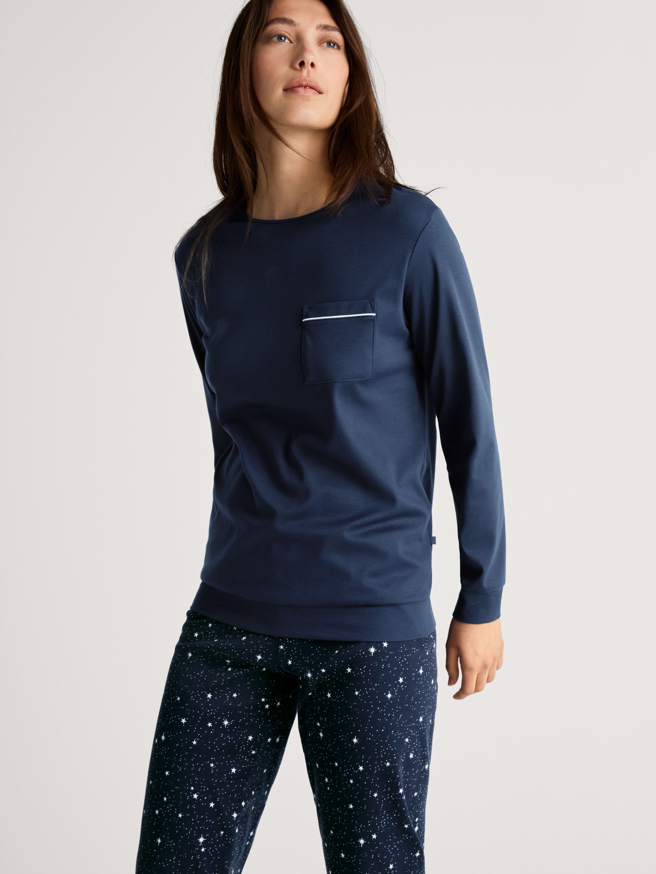 DAMEN Pyjama mit B&uuml;ndchen